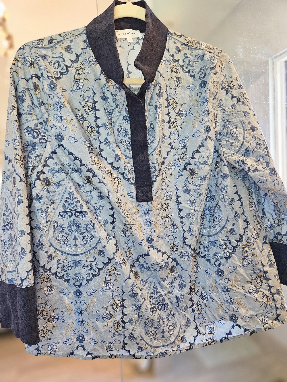 ENTRO New Blue Printed Women's Tunic Top